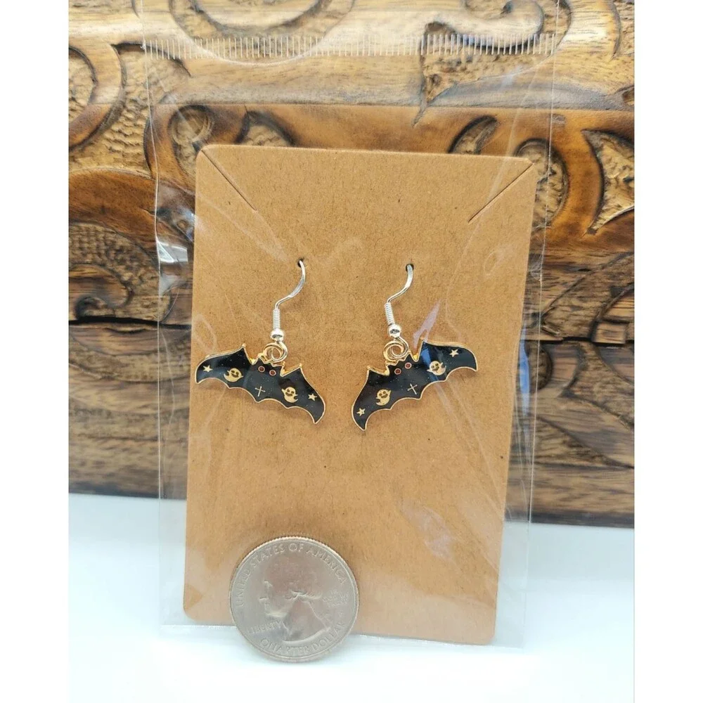 Bat Earrings Halloween Earrings - Picture 2 of 2